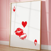 L'As des Coeurs Embrasse Jouer Carte Mur