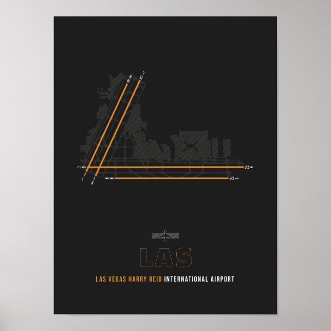 Poster LAS - Las Vegas Harry Reid Airport Runway Diagramm (Devant)