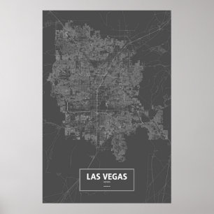 Poster Las Vegas, Nevada (blanc sur le noir)