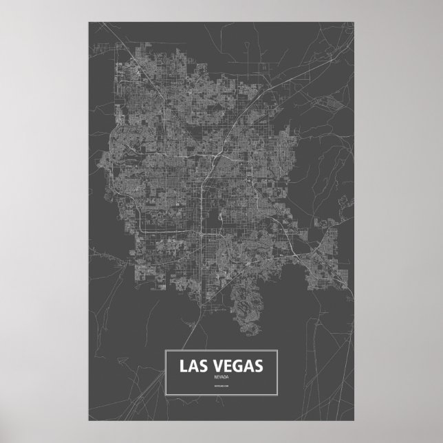 Poster Las Vegas, Nevada (blanc sur noir) (Devant)