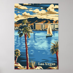 Poster Las Vegas Nevada Vintage Retro Illustration de voy