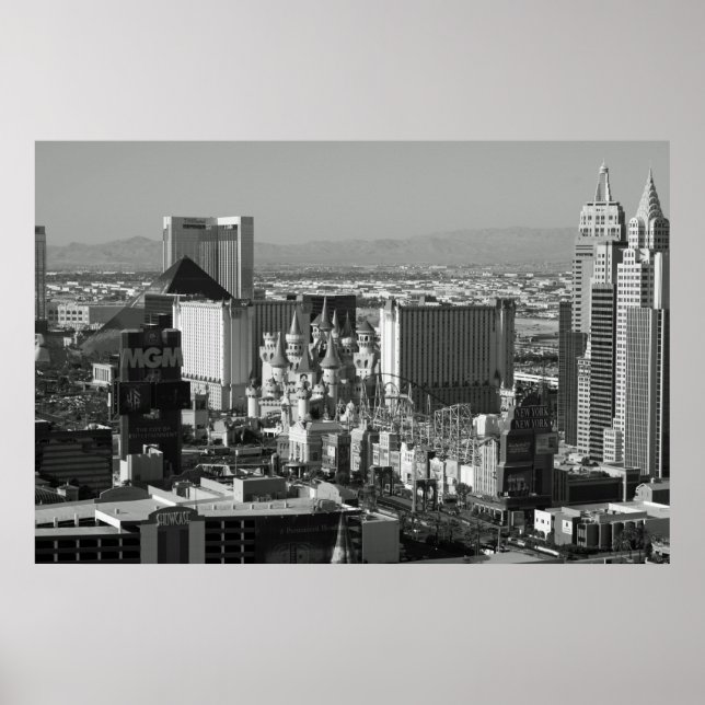 Poster Las Vegas Photo noir et blanc (Devant)