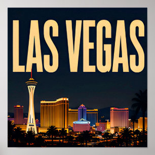 Poster Las Vegas Strip et Enseignes Lumineuses