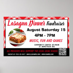 Poster Lasagna Dîner rouge Fundraiser Bannière