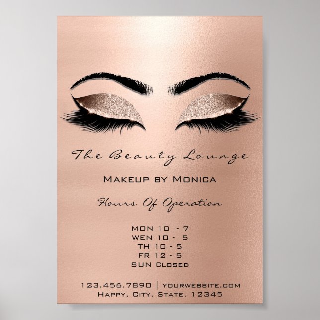 Poster Lashes Maquillage Artiste Parties scintillant Beau (Devant)