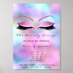 Poster Lashes maquillage Heures d'ouverture Beauté Rose B