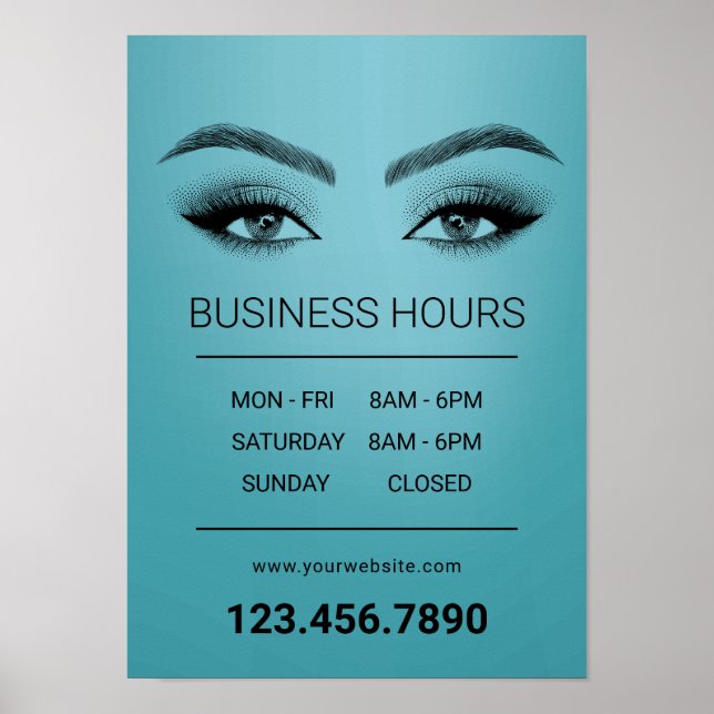 Poster Lashes Salon Artiste Maquillage Horaires d'ouvertu (Devant)