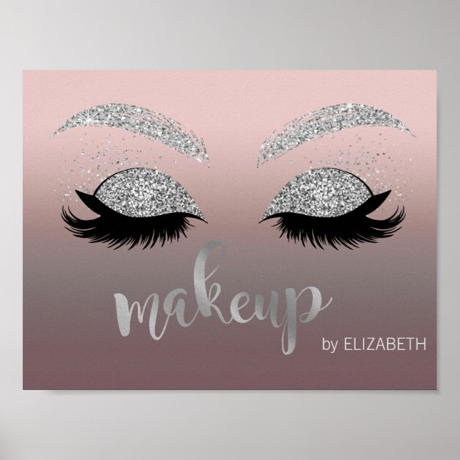 Poster Lashes Silver moderne, Maquillage artiste (Devant)