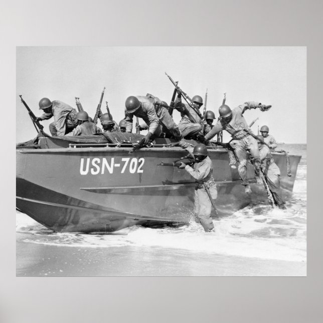 Poster L'assaut de la plage, années 1940 (Devant)