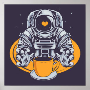 Poster L'astronaute aime le café