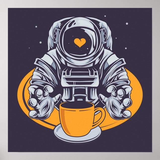 Poster L'astronaute aime le café (Devant)