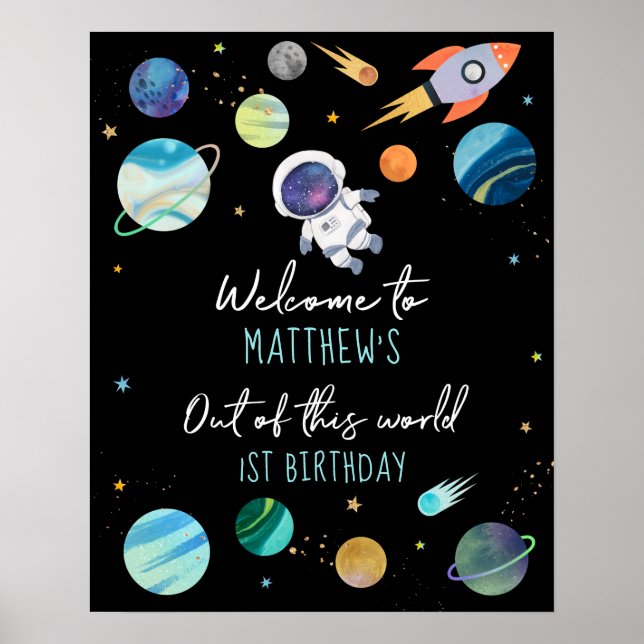 Poster L'astronaute bleu dans l'espace extra-atmosphériqu (Devant)