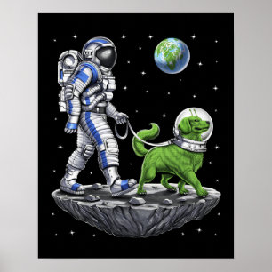 Poster L'astronaute de l'espace marche Alien chien