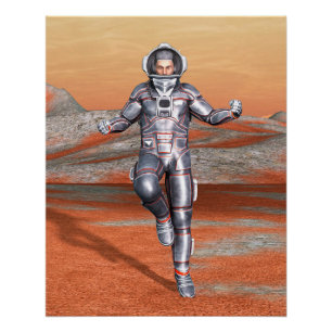 Poster L'astronaute Mars Espace Explorer sur la planète A