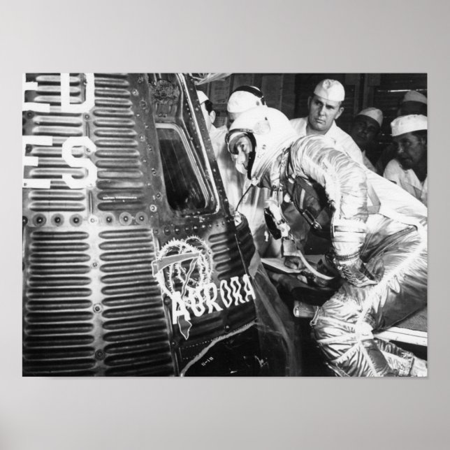 Poster L'astronaute Scott Carpenter inspecte Aurora 7 (Devant)