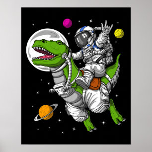 Poster L'astronaute spatial à cheval T-Rex Dinosaur