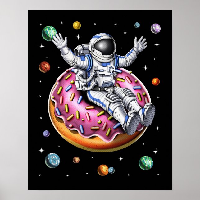 Poster L'astronaute spatial chevauchant le Donut (Devant)