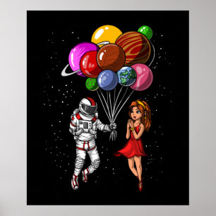 Poster L'astronaute spatial Couple Planètes cosmiques Bal
