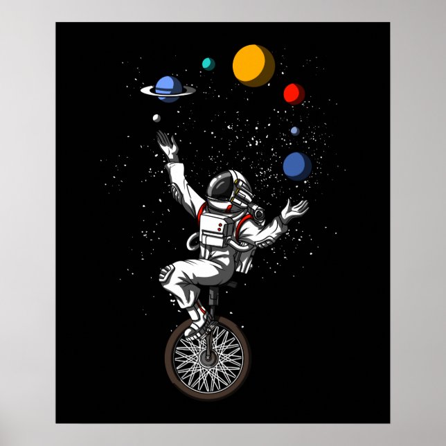 Poster L'astronaute spatial jongle avec les planètes Astr (Devant)