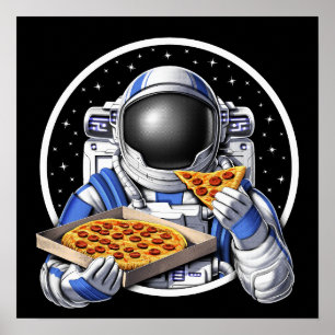 Poster L'astronaute spatial mange de la pizza