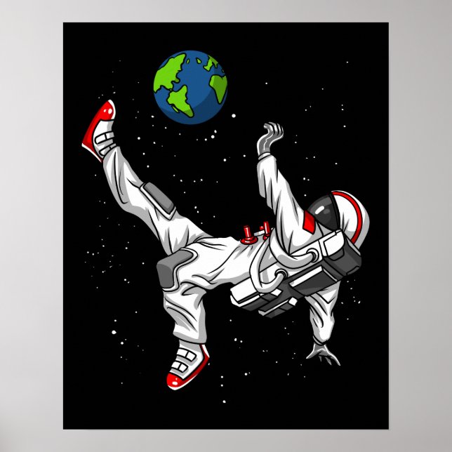 Poster L'astronaute spatiale Football Football Cosmique (Devant)