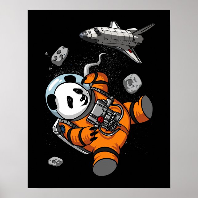 Poster L'astronaute spatiale Panda Bear Animale amusante (Devant)