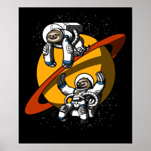 Poster L'astronaute spatiale Sloth Funny Animaux cosmique