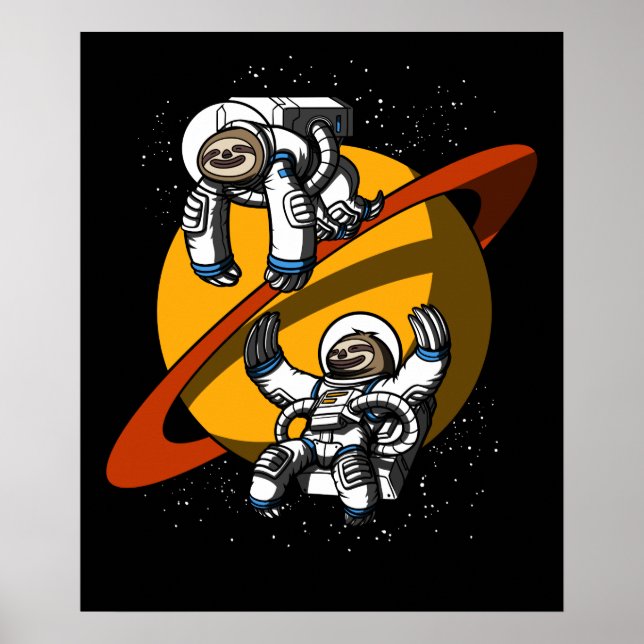 Poster L'astronaute spatiale Sloth Funny Animaux cosmique (Devant)