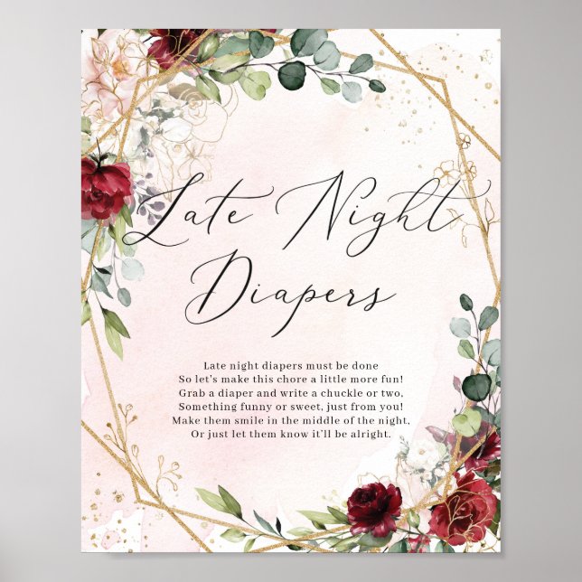 Poster Late nignt couches signe Baby shower jeu boho (Devant)