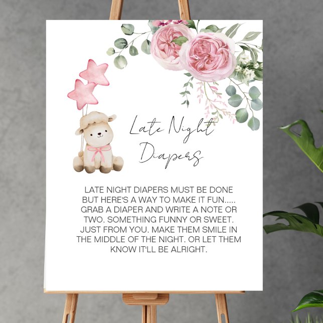Poster Late Nuit Diaper Jeu Sweet Petit Agneau Rose rose  (Créateur téléchargé)