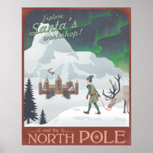 Poster L'atelier de Père Noël de visite au Pôle Nord