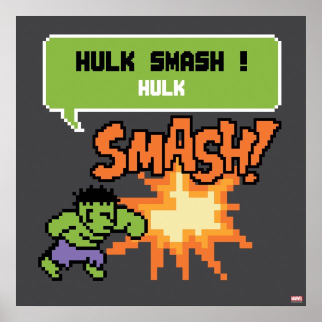 Poster L'attaque de Hulk 8Bit - Hulk écrase ! (Devant)
