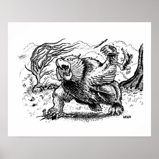 Poster "L'attaque d'Owlbear" - Illustration de Tracy Lesc (Devant)