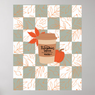 Poster Latte citrouille épice sur flanelle arrière - plan