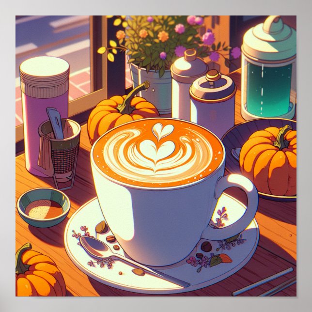 Poster Latte d'épices Citrouille rétro des années 90 (Devant)