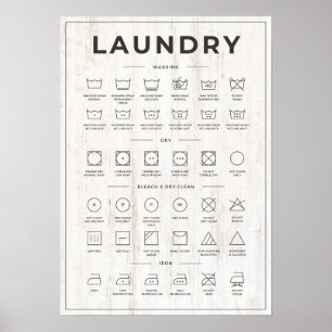 Poster Laundry guide ash wood look
