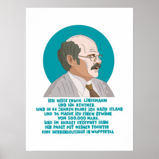 Poster Lauréat du loto Erwin Lindemann - Loriot - Funny