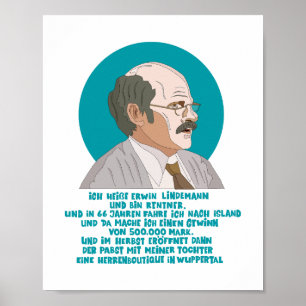 Poster Lauréat du loto Erwin Lindemann - Loriot - Funny
