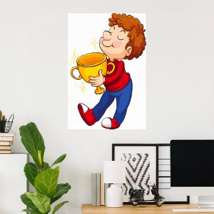 Poster Lauréat du prix Trophée d'or de Boy Holding