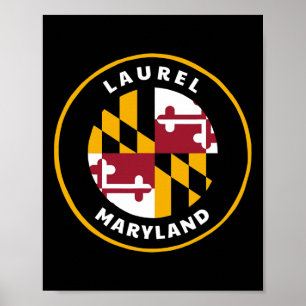 Poster Laurel Maryland Md Drapeau Dge Médaillon Souvenir