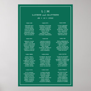 Poster Lauren Emerald Green Monogramme Mariage élégant