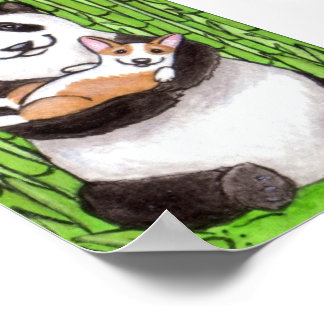 Poster Lauren M. Davis Panda & Pembroke Welsh Dog Art