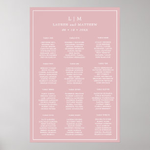 Poster Lauren Pink Monogramme Mariage élégant