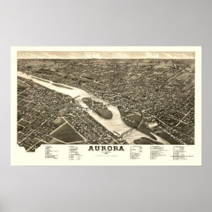 Poster L'aurore, carte panoramique de l'IL - 1882