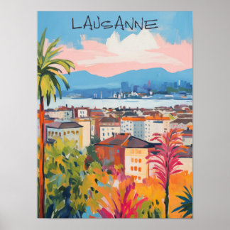 Poster Lausanne Switzerland Travel City Art Aesthetic