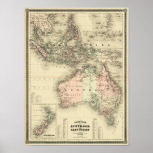 Poster L'Australie 1867 et la carte est de cru des Indes