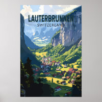 Lauterbrunnen Suisse Voyage Art Vintage
