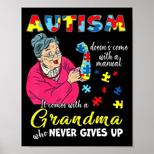 Poster L'autisme ne vient pas avec une grand-mère manuell (Devant)