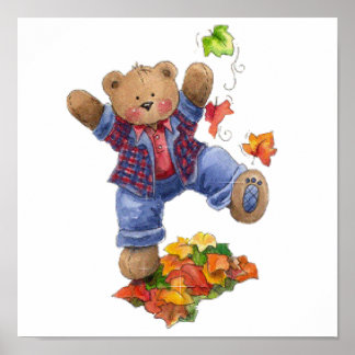 Poster L'automne est amusant ours