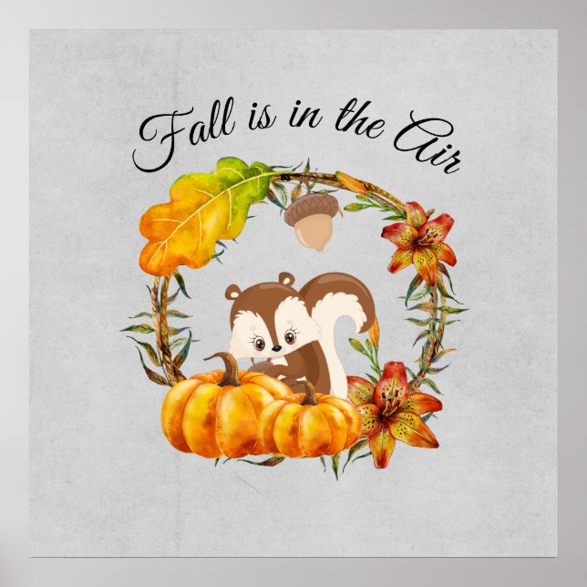Poster L'automne est dans la typographie aérienne avec éc (Devant)